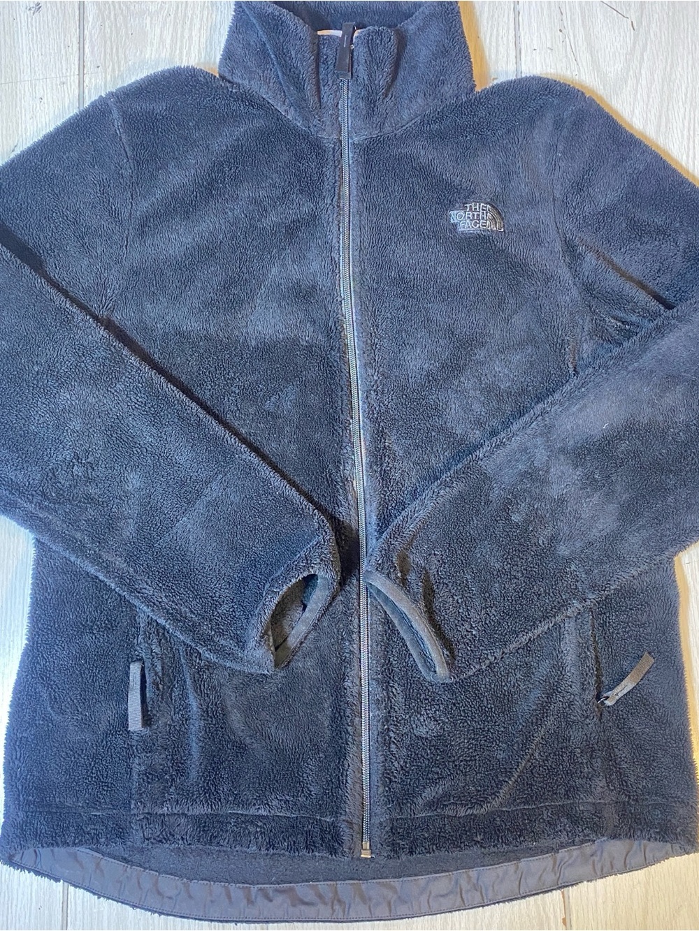The North Face Women's Black Fuzzy Shaggy Fleece Full Zip Jacket Size L